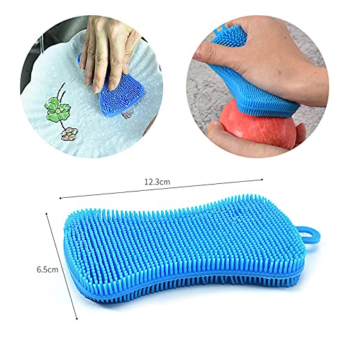 Pink Silicone Scrubber Sponges 5-Pack - Dish Cleaning for Kitchen