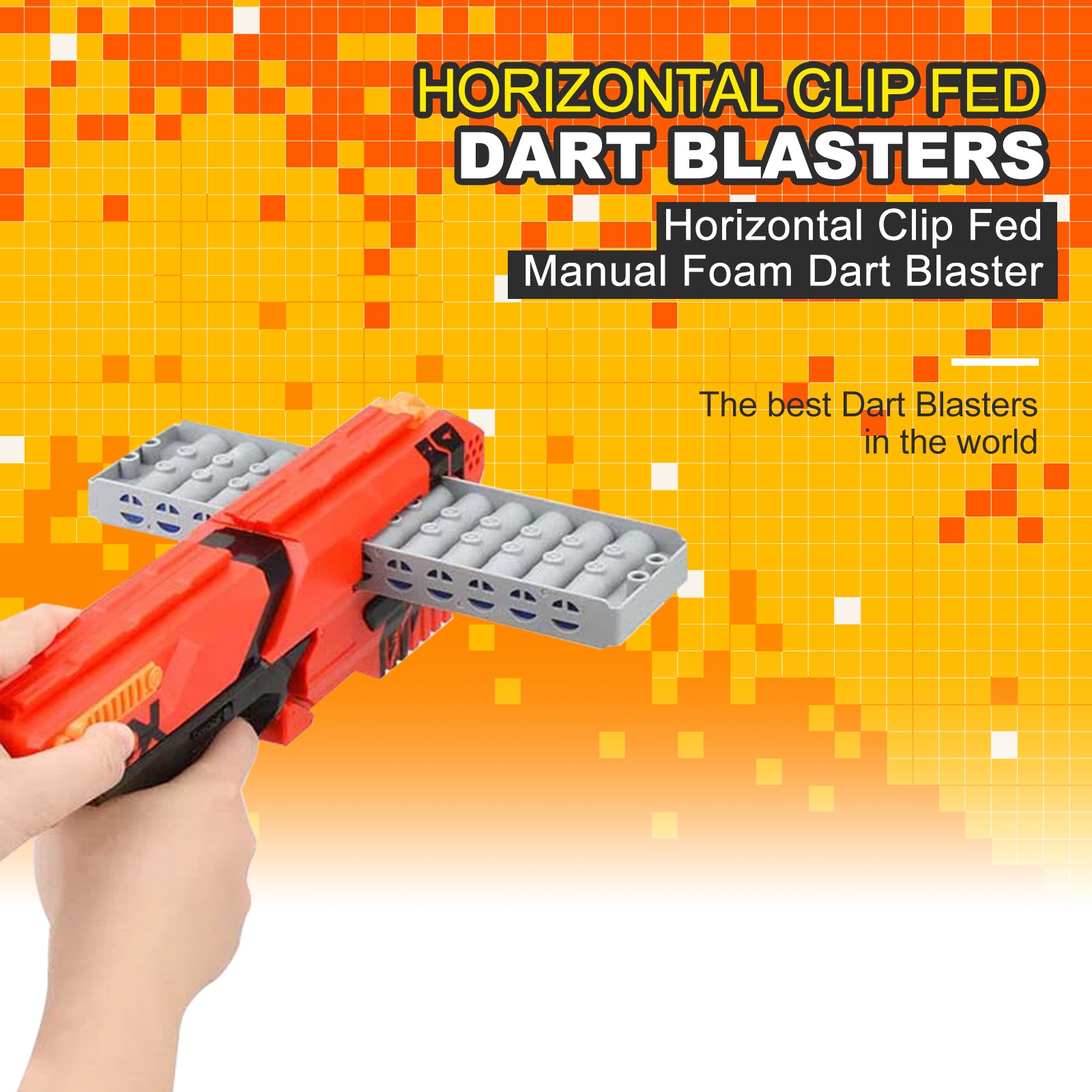 Best Horizontal Clip Fed Manual Foam Dart Blaster Toy for Kids - Outdoor & Indoor Nerf Battle Games, Birthday Party Favors, Backyard Target Shooting Fun