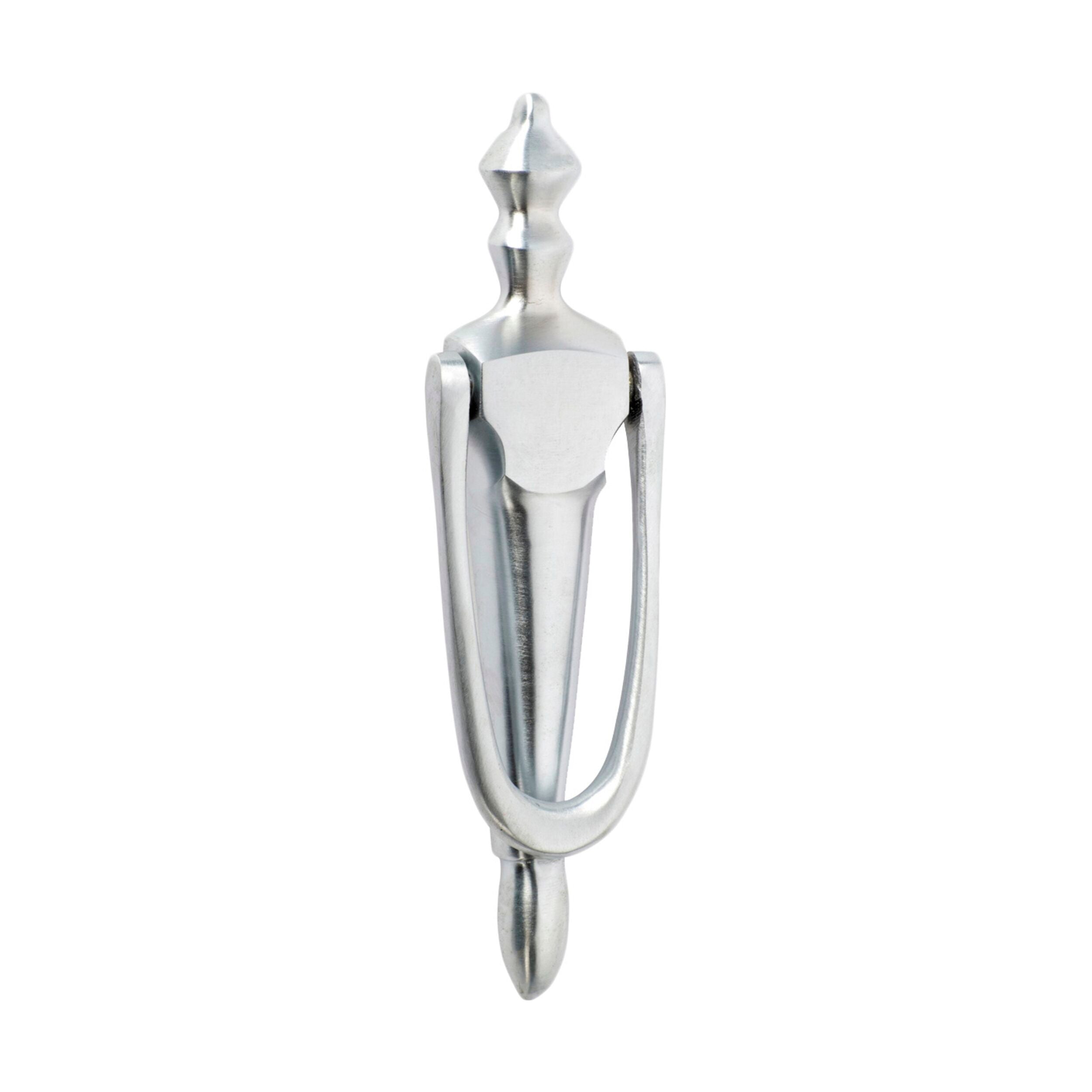 Victorian Style Door Knocker - Satin Chrome Finish, 185mm Height x 45mm Width - Elegant Home Entryway Decor for Front Doors