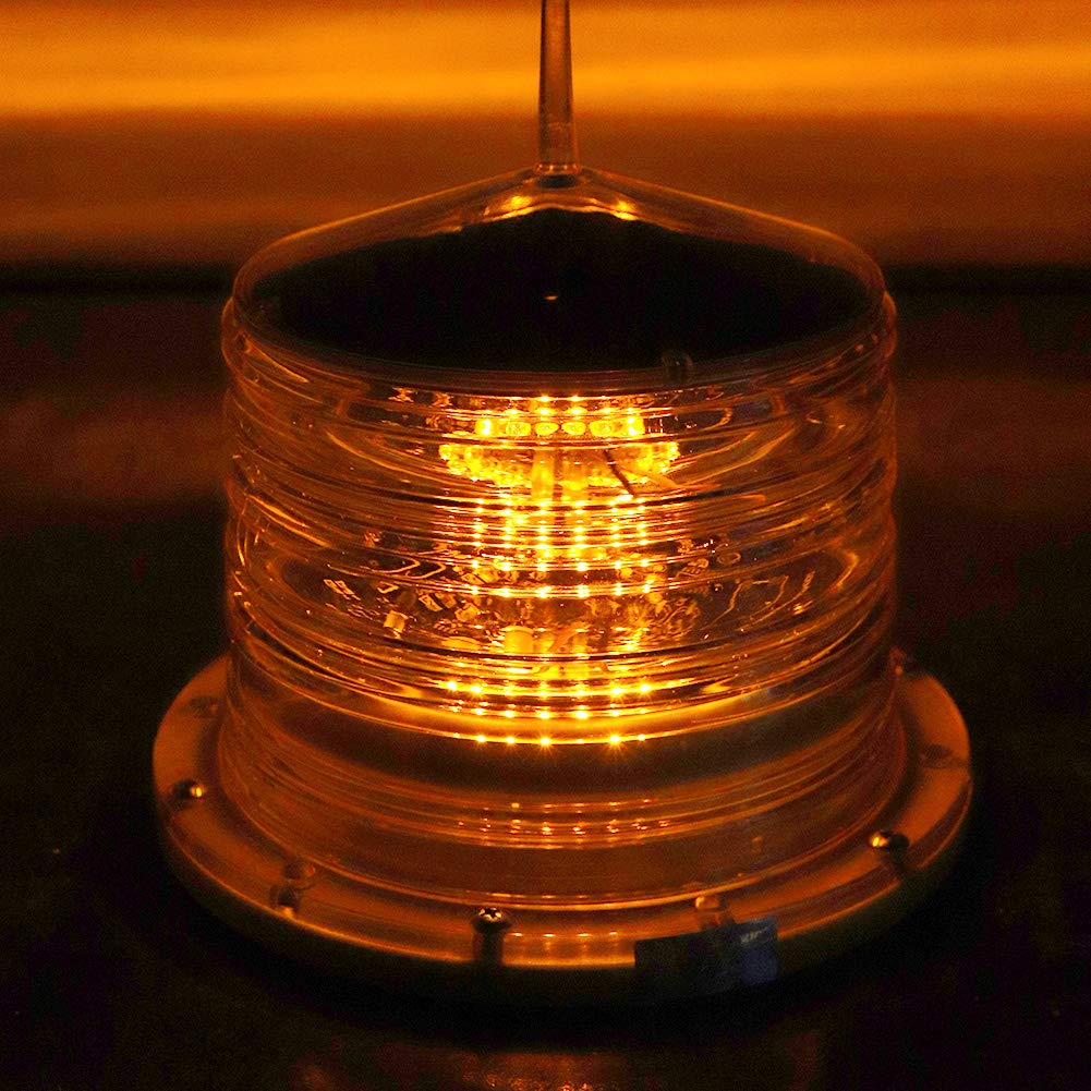 Voemko Solar LED Boat Navigation Light - Waterproof Marine Safety Beacon for Docks, Barges & Boats | 360° All-Round Visibility for Night Sailing, Fishing & Water Activities