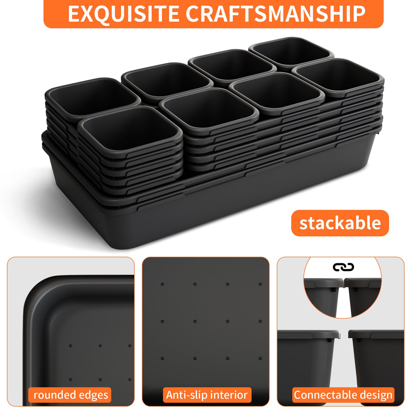 20 Pack Black Tool Box Organizer Trays - 5 Sizes Large 12