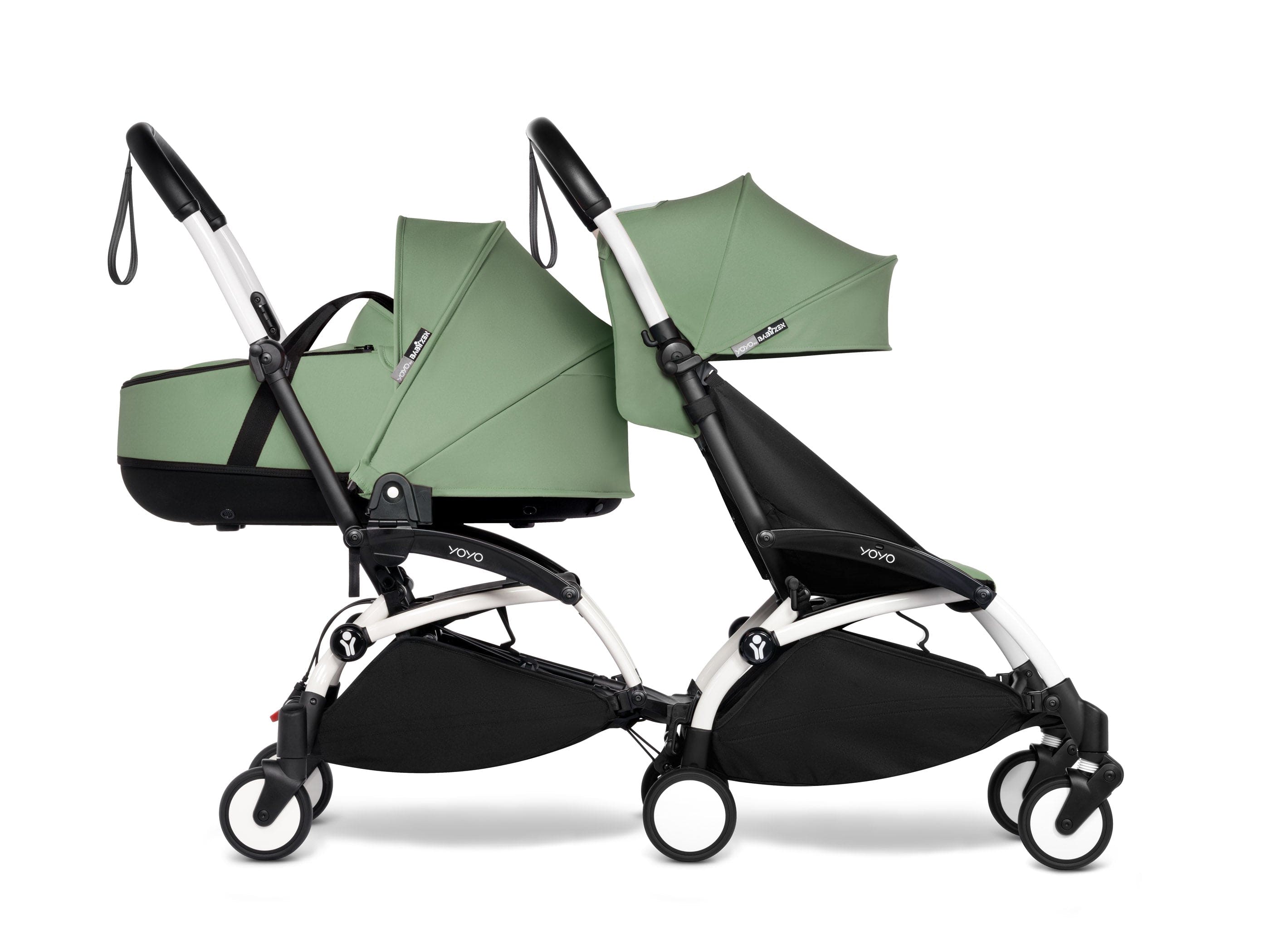 Stokke YOYO 3 Double Stroller for Twins - 6+ Months Front Seat with Bassinet Back - Lightweight Compact Travel Stroller for City Walks & Airplane Travel