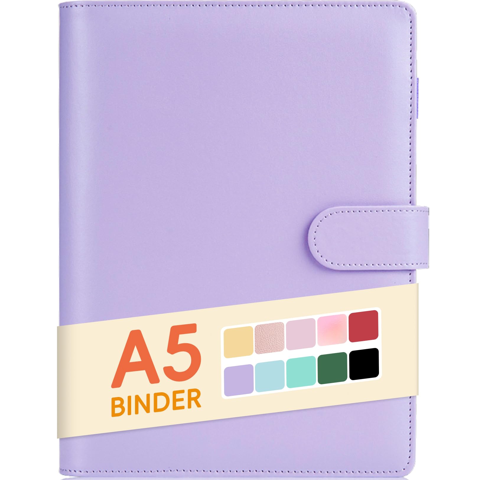 Sooez A5 6-Ring Binder Refillable Notebook Planner Cover - Purple Leather Organizer with Magnetic Buckle for Budgeting, Journaling, Photocard Storage, Recipe Book & Loose Leaf Papers | Perfect for Office, School, Travel & Home Organization