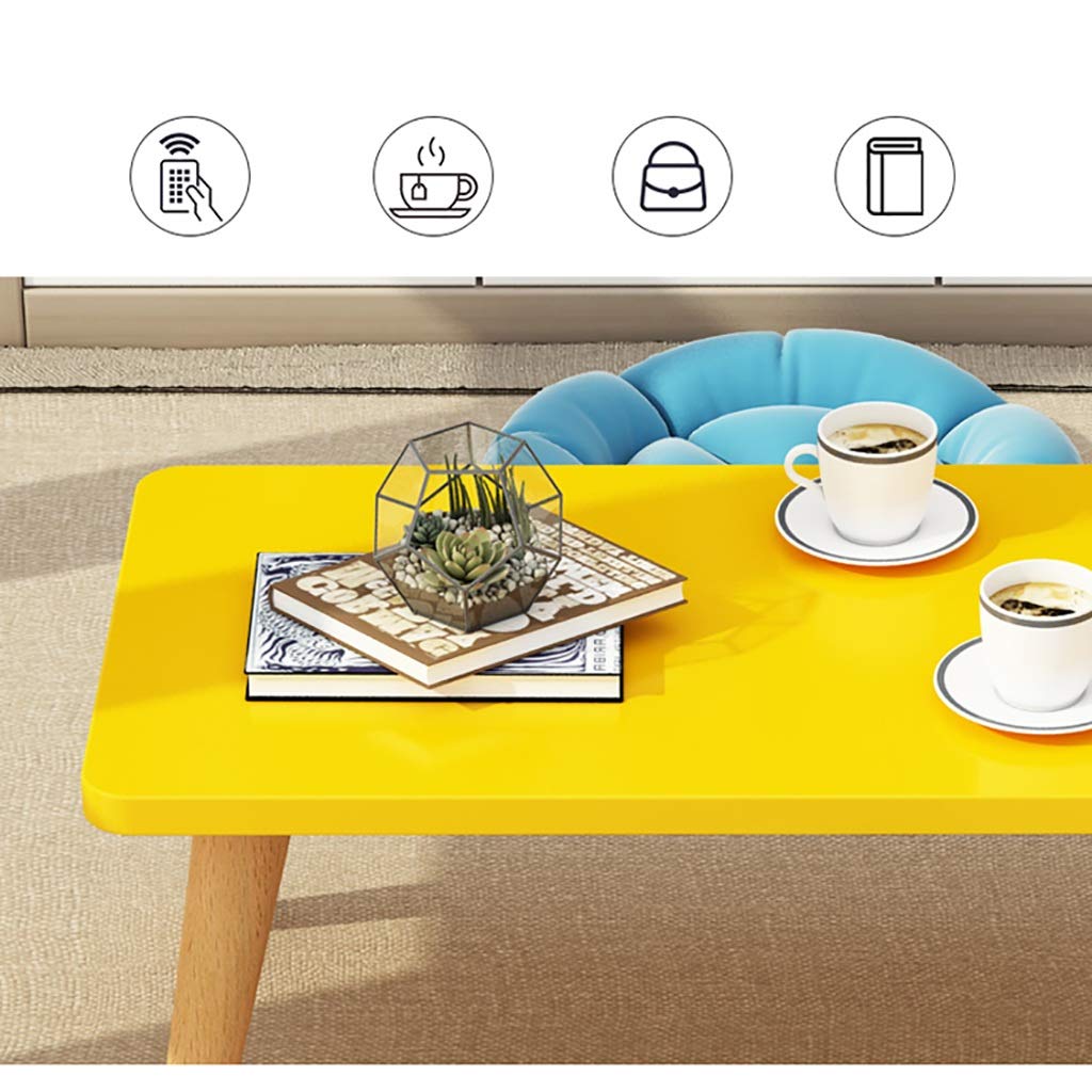 Nordic Style Solid Wood Coffee Table - 60x40x33cm Small Low Table with Sturdy Legs, Modern Living Room Side Table/Bedside Table/Sofa Table for Home Office & Lounge (Color D) | Perfect for Coffee, Books & Laptop Use