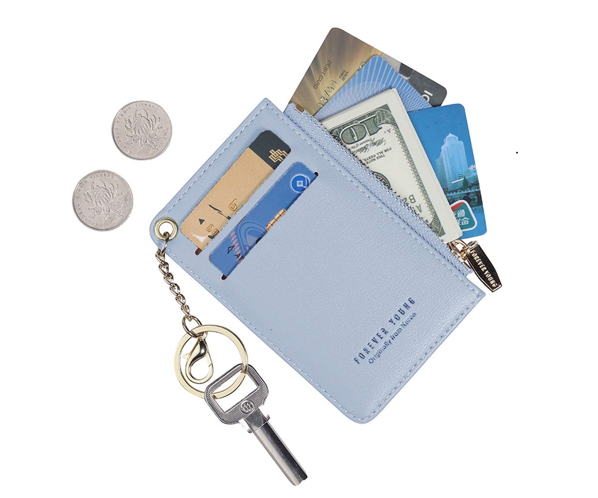 Slim Leather Card Holder Wallet for Women - RFID Blocking Small Purse with Keychain & Coin Pocket - Perfect for Travel, Everyday Use & Minimalist Lifestyle