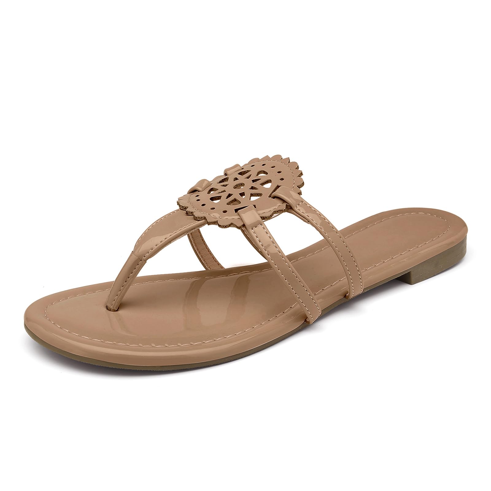 Katliu Women's Comfortable Flat Sandals - Dressy Flip Flops & Thong Sandals for Beach, Pool, Vacation & Casual Outings