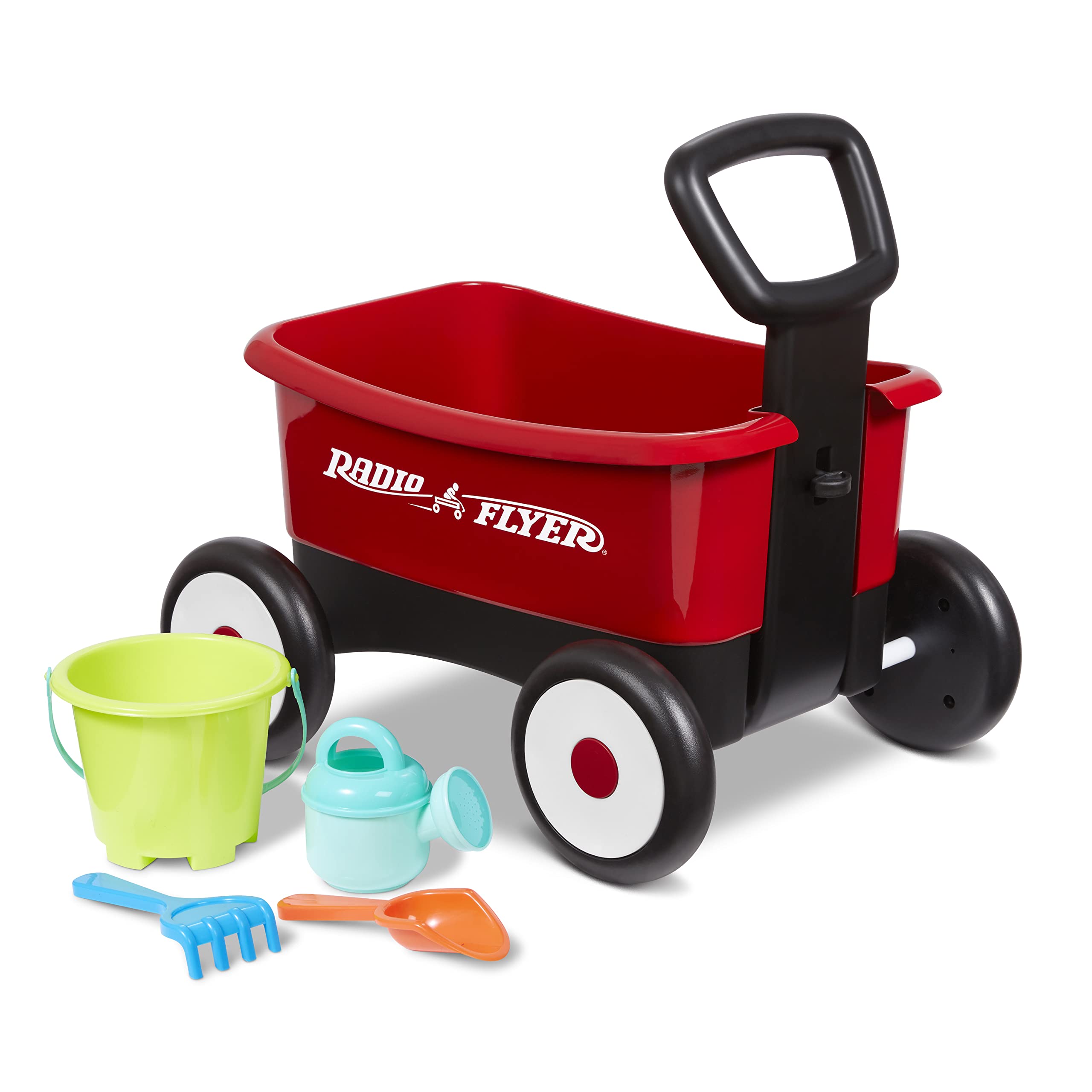 Radio Flyer My 1st Wagon with Beach & Garden Tools - 2-in-1 Pull Wagon for Kids Ages 1-4 (Red) | Perfect for Outdoor Play, Sandbox Fun & Gardening Activities