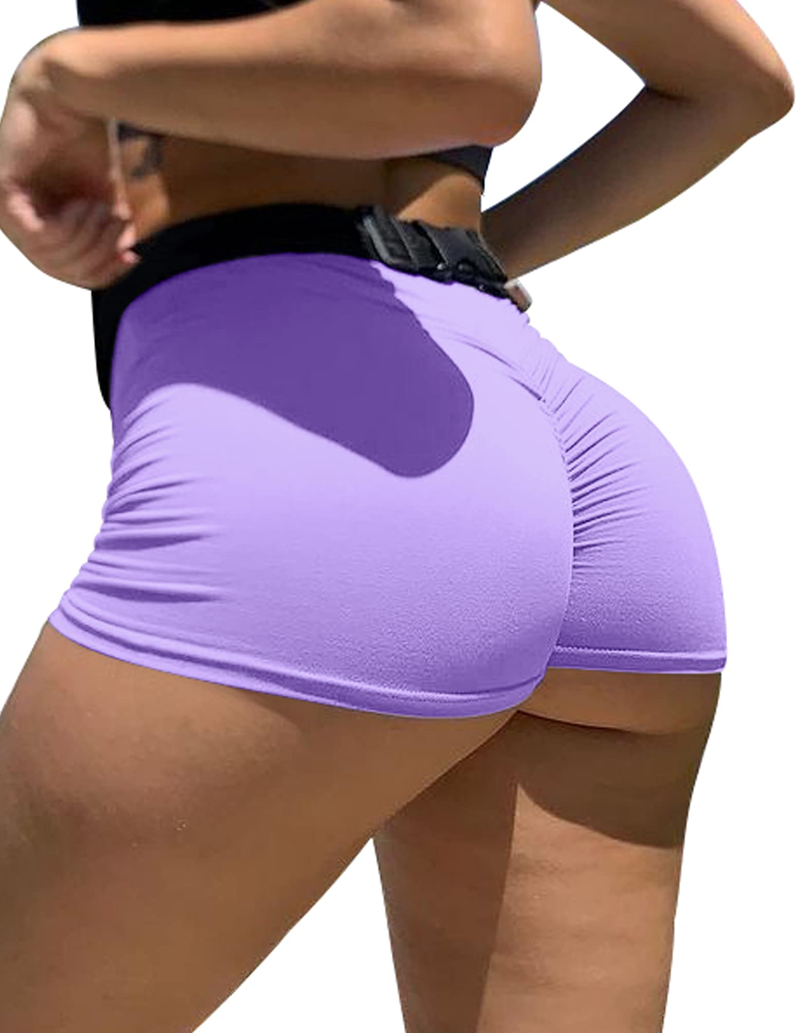 Mizoci Women's High Waisted Booty Shorts - Sexy Ruched Gym & Workout Shorts for Yoga, Running, Fitness & Lounge Wear