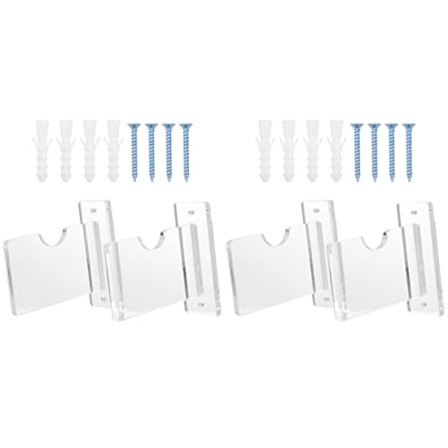 CLISPEED Clear Shelf Brackets - 2 Sets Wall-Mounted Hockey Stick Hangers for Wooden Shelves & Storage