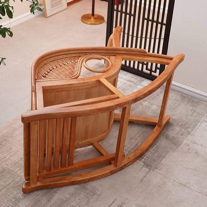 Natural Wood Rocking Chair with Cushioned Seat & Track Arms - Comfortable Nursery Glider for Baby Room, Living Room or Bedroom - Perfect for Breastfeeding, Reading & Relaxing
