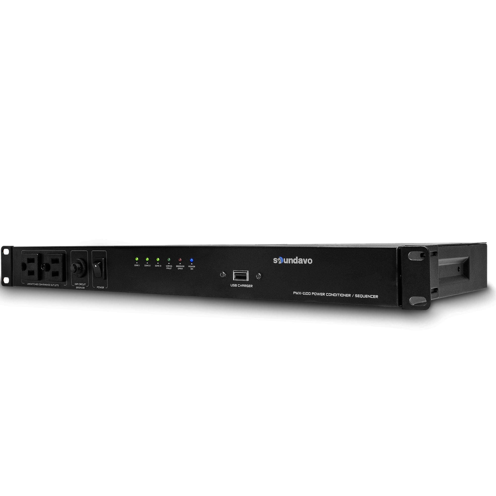 PMX-1100 Power Conditioner & Surge Protector with 10 Outlets, 3 Zones, 15A & USB Charger - Perfect for Home Theater, Studio Equipment & Office Electronics Protection