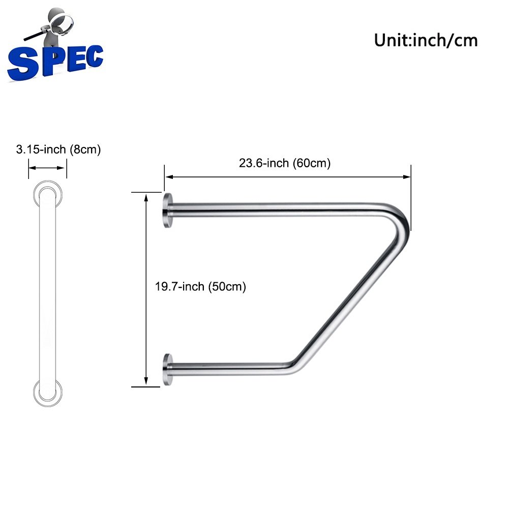 Stainless Steel Grab Bar Handrail for Toilet, Bathtub & Shower - 304 Steel Bathroom Safety Handle with Sand Light Finish - Non-Slip Support for Elderly & Disabled - Ideal for Home, Hospital & Senior Care Facilities