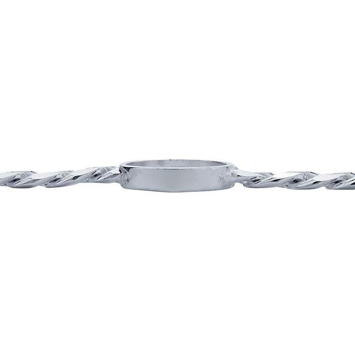 4.4mm Sterling Silver Diamond Cut Curb Chain Bracelet with 10mm Round Bezel Cabochon Blank Mounting - DIY Jewelry Making, Custom Handmade Jewelry for Gifts, Weddings & Special Occasions