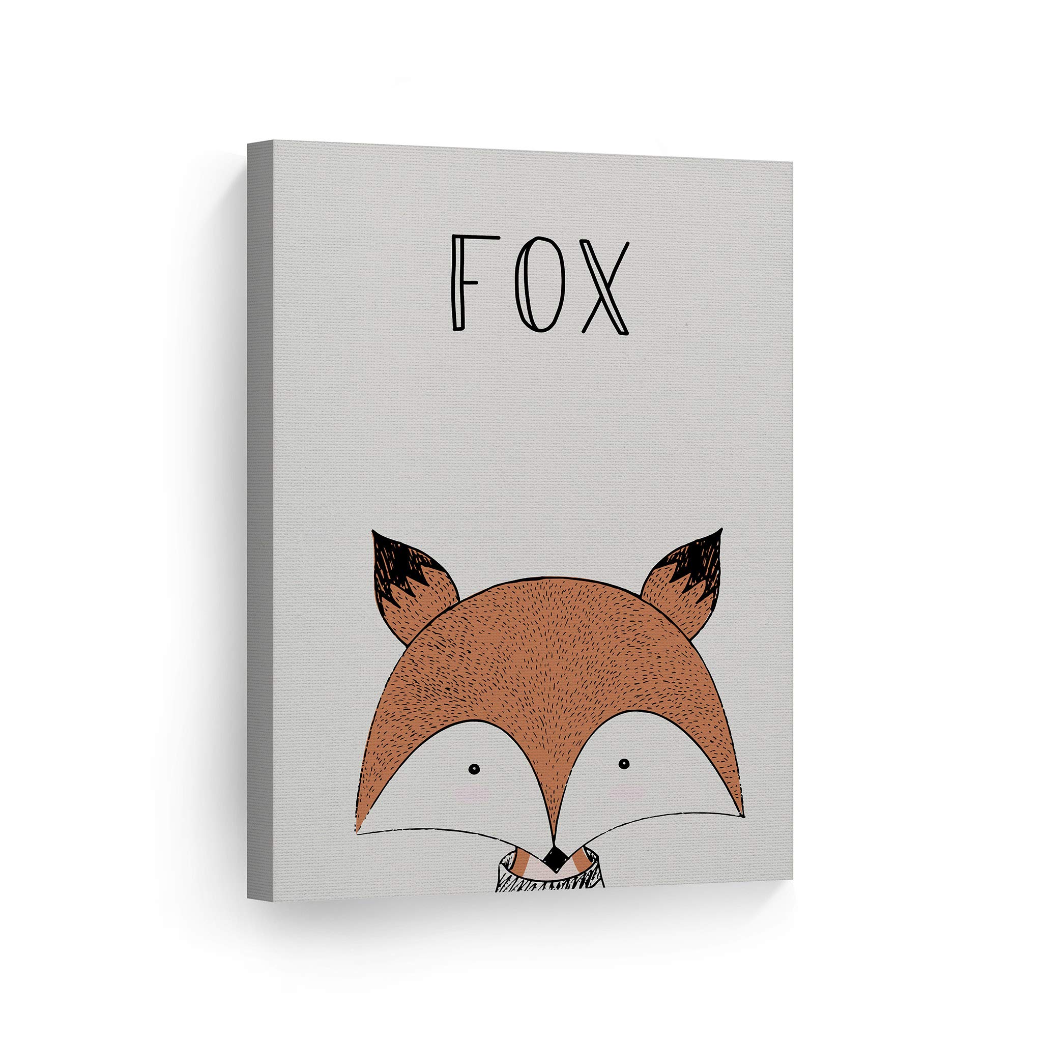 Pretty Fox Painting and Lettering Canvas Print - Cream Background Wall Art for Kids Room, Nursery & Baby Room Decor - Made in USA 40x30 - Perfect for Birthday Gifts, Baby Showers & Children's Bedroom Decoration