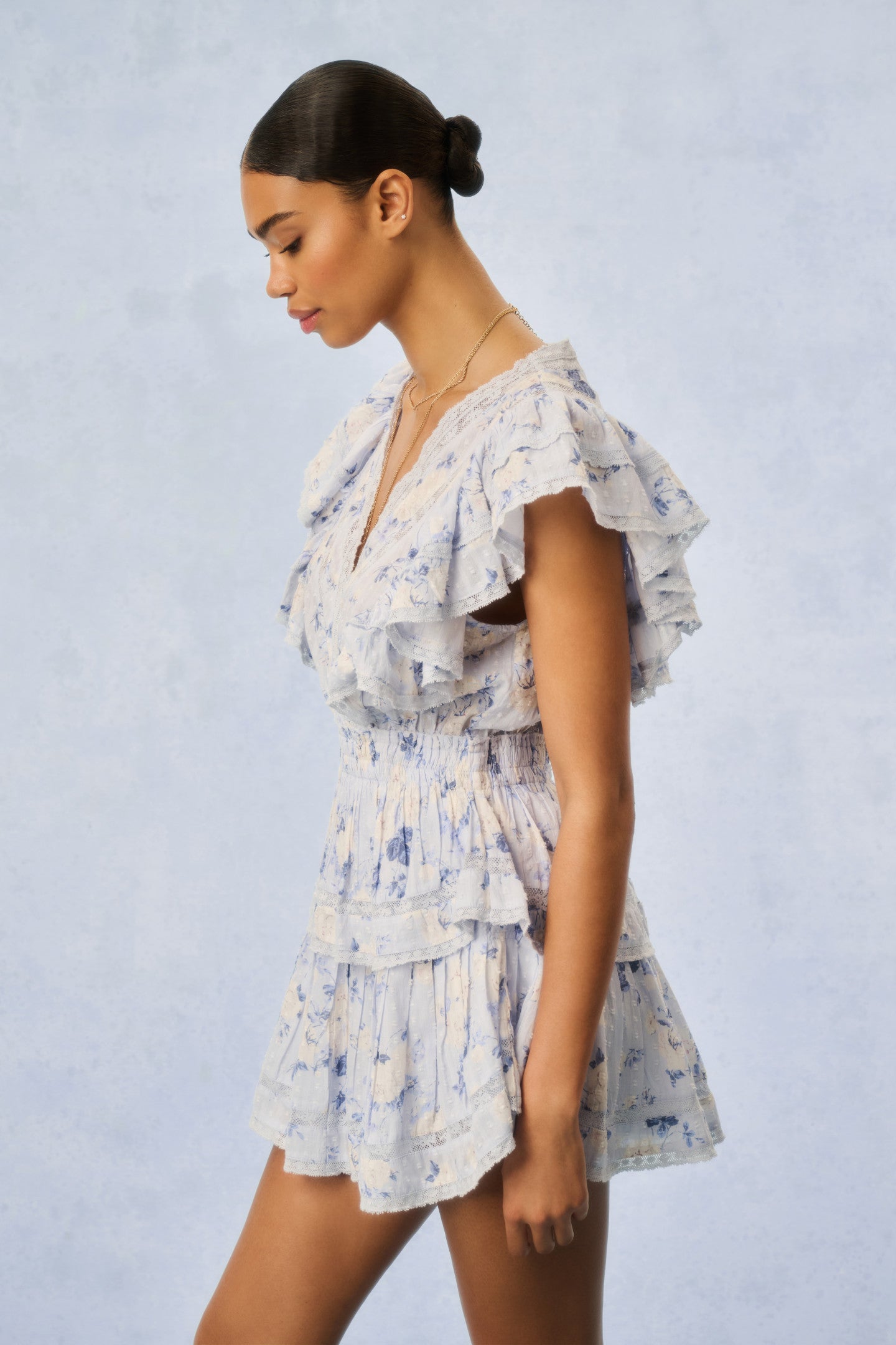 Gwen Floral Print Cotton Mini Dress - Women's Summer Casual Short Sleeve Party Dress for Beach, Vacation & Date Night