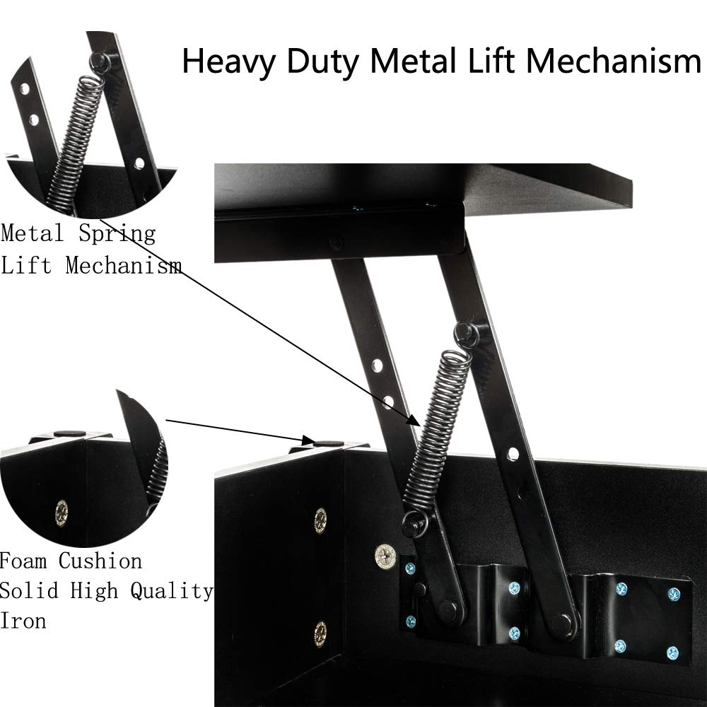 Lift Top Coffee Table with Hidden Storage Compartment & Shelves - Modern Lift Tabletop Furniture for Living Room, Office, Reception Area - Perfect for Small Spaces, Home Decor, and Extra Storage