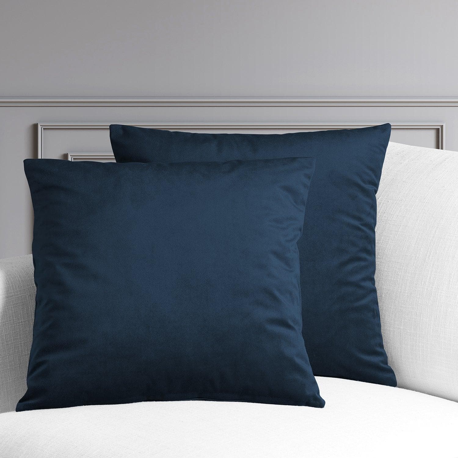 Eternal Blue Heritage Plush Velvet Cushion Covers Set of 2 - Soft Luxury Pillow Covers for Sofa, Bed, Living Room Decor - Home & Office Decorating Essentials