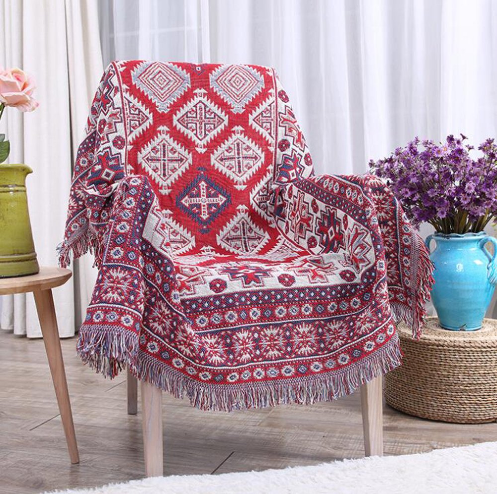 Mengersi 100% Cotton Throw Blanket - Ultra Soft Decorative Blanket for Bed, Couch & Chair - Large Size (50x60 Inches) - Perfect for Living Room, Bedroom & Home Decor