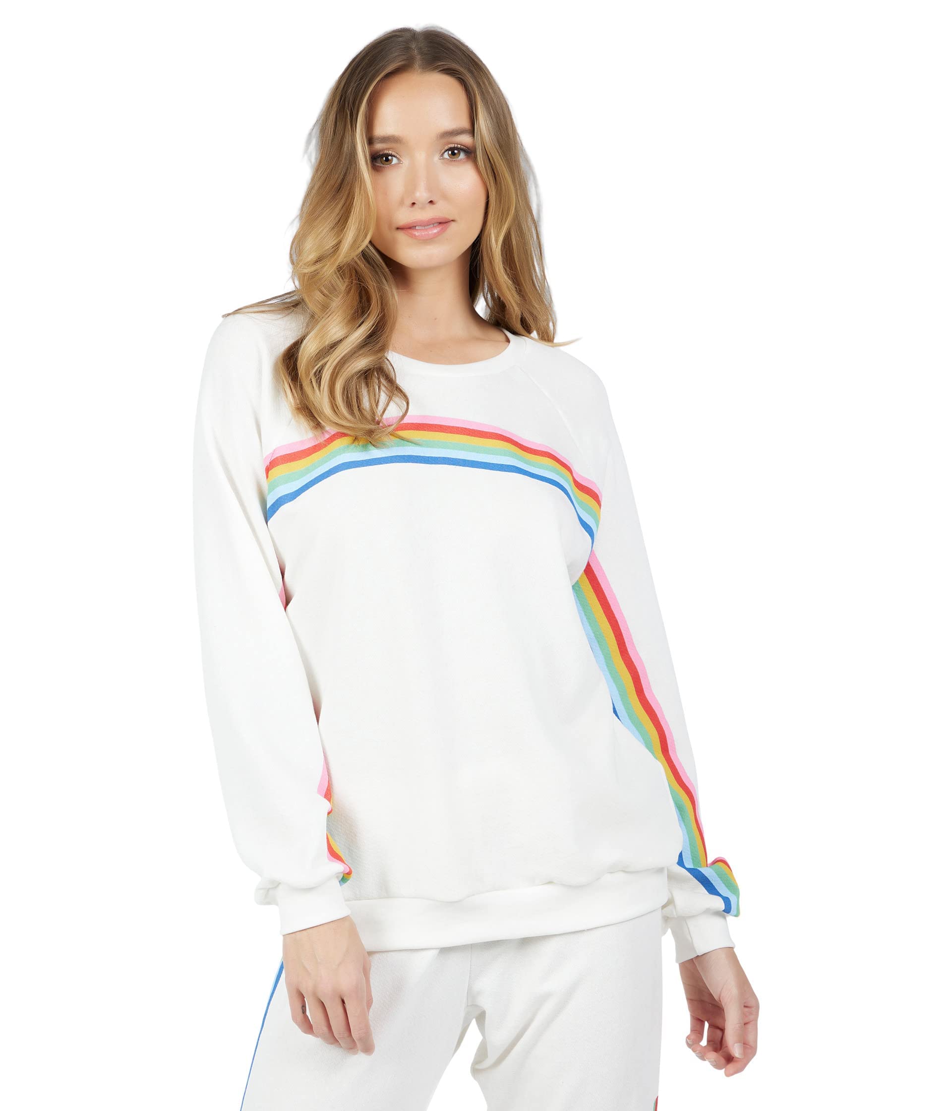 Noleta Women's Stripe Peace Sweater - Soft Milk White Knit Pullover, XS - Cozy Casual Wear for Fall & Winter, Perfect for Daily Outfits and Relaxing at Home