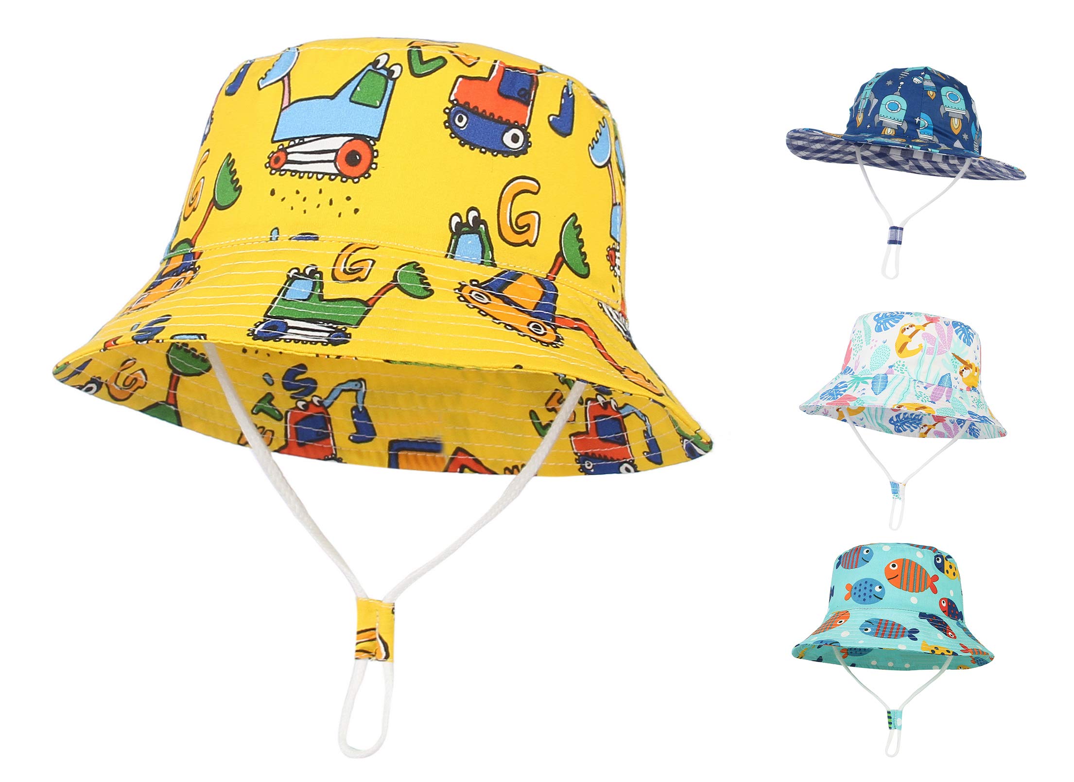 Baby Sun Hat for Boys & Girls - UPF 50+ Wide Brim Bucket Hat for Toddlers & Kids - Summer Beach Outdoor Sun Protection Hat - Perfect for Beach, Park, and Pool Activities