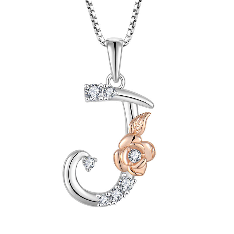 925 Sterling Silver Necklace for Women - Personalized Initial Pendant with Zircon - Elegant Collarbone Chain Jewelry Gift for Her - Perfect for Birthdays, Anniversaries and Special Occasions