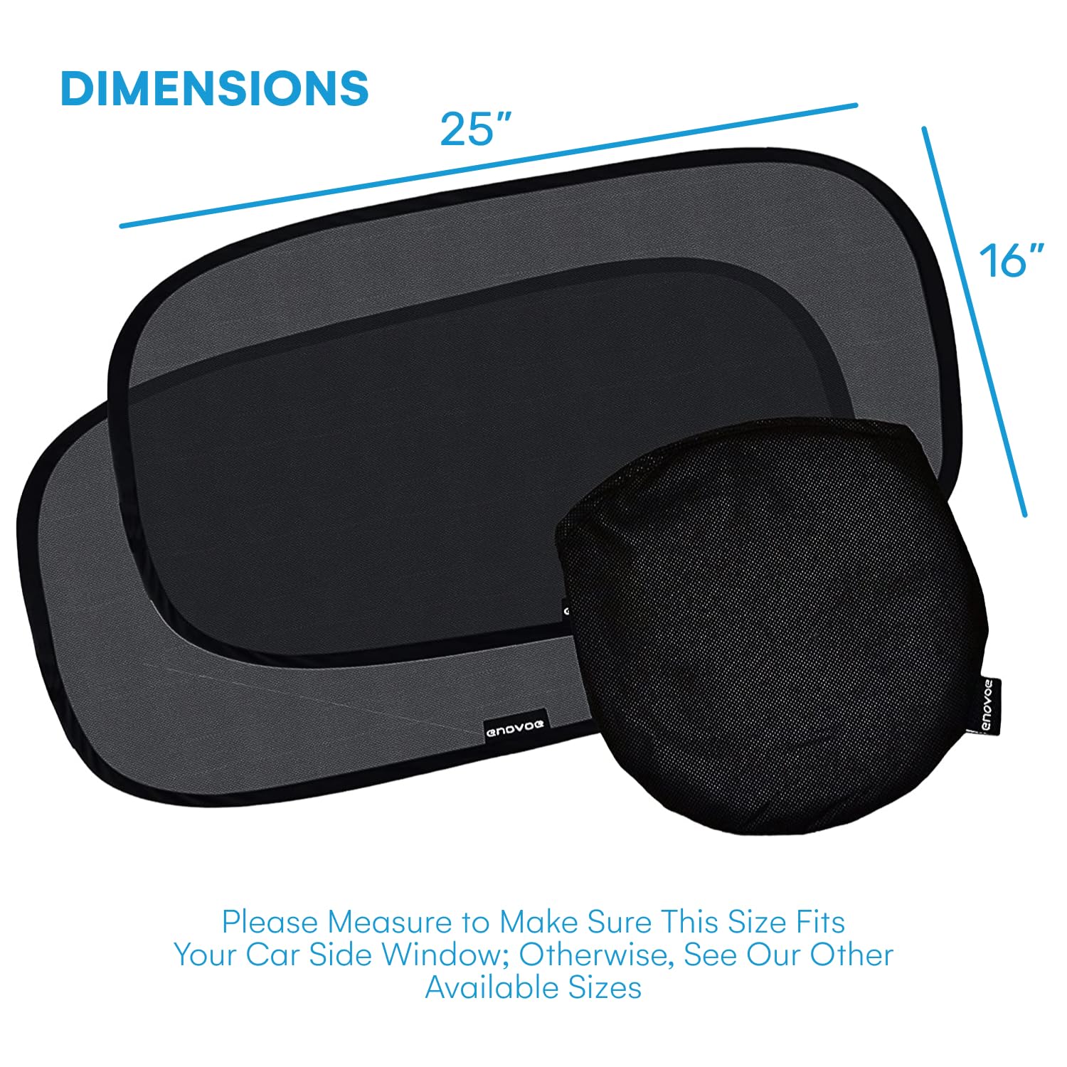 Enovoe 2 Pack Baby Car Window Shade - UV Protection & Breathable Mesh Sun Blocker for Child Safety - XL 25