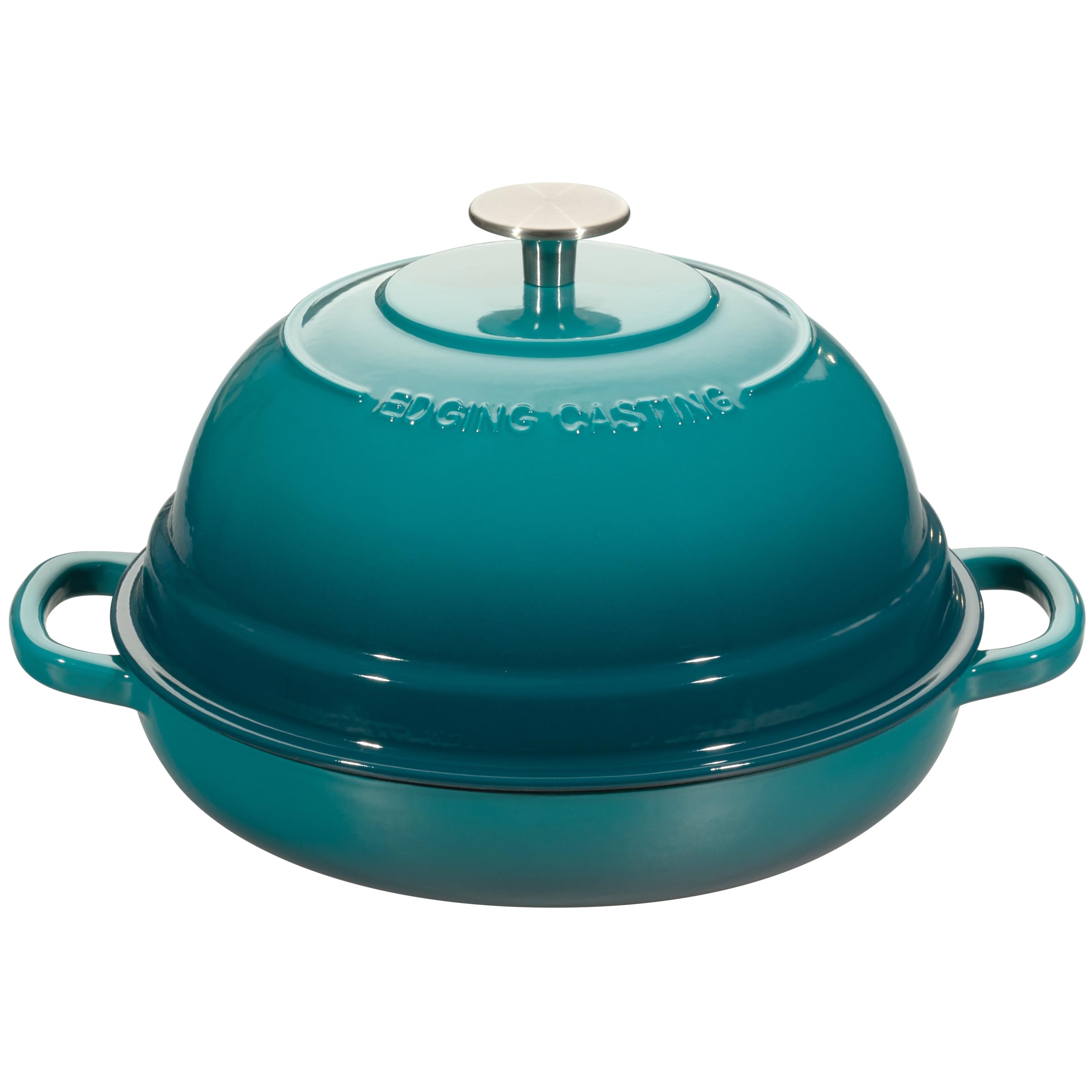 Enameled Cast Iron Dutch Oven with Lid - 6 Quart Round Bread Baking Pot for Homemade Sourdough, Artisan Loaves & Stews - Dark Cyan for Camping, Outdoor Cooking & Kitchen Use