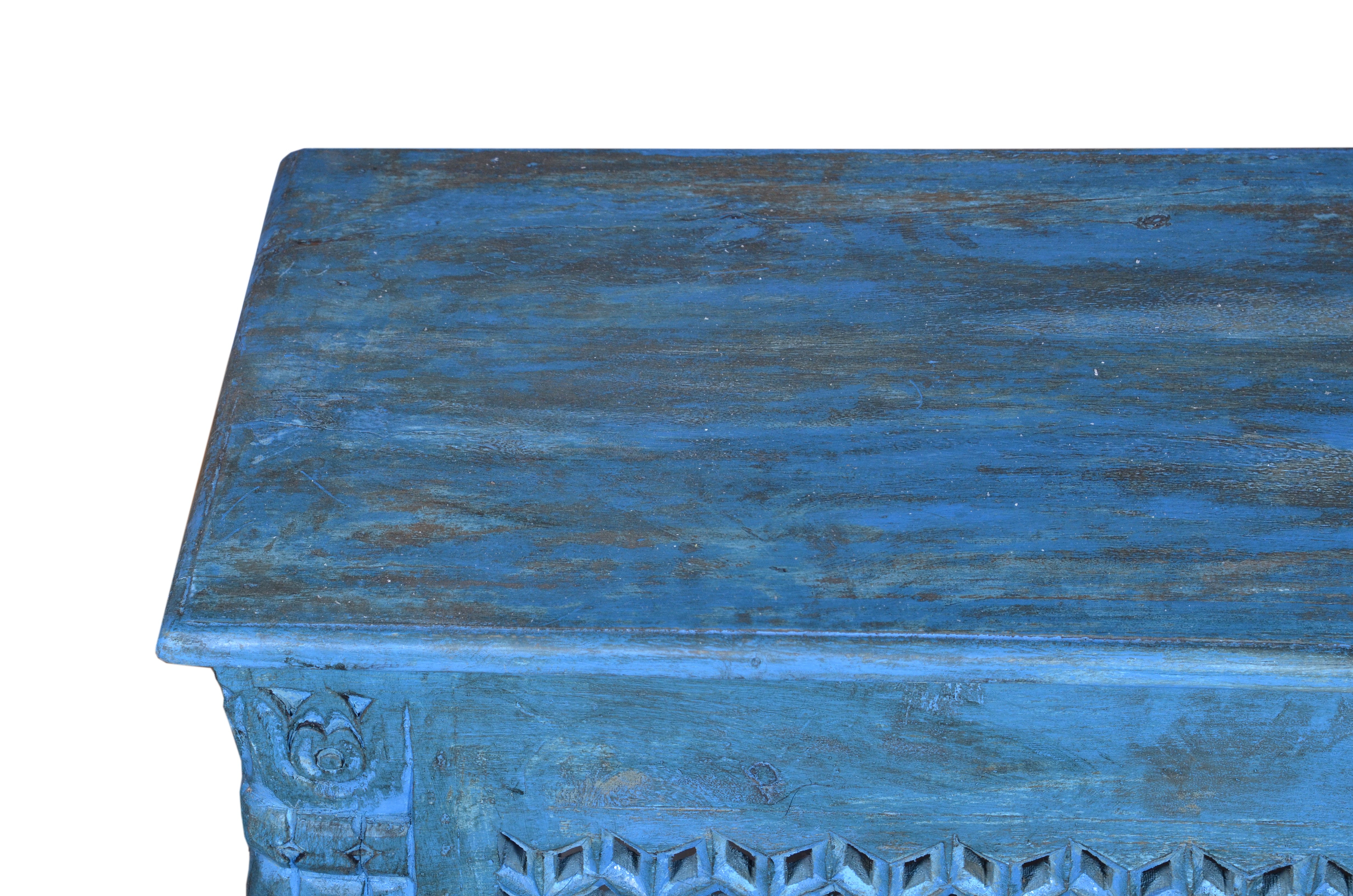 Hand Carved Wooden Console Table - Harper Solid Wood Entryway Table for Hallway, Living Room & Foyer - Rustic Farmhouse Decor & Home Furnishing