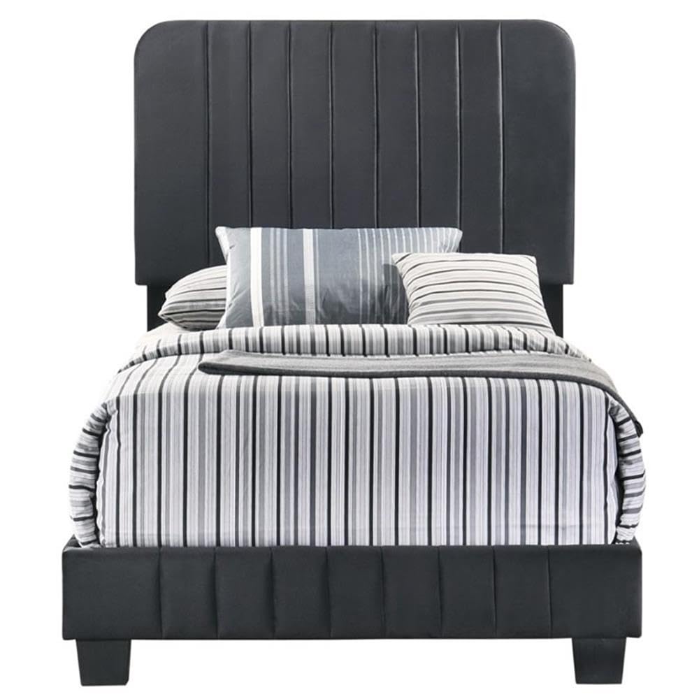 Glory Furniture Lodi Velvet Upholstered Twin Bed Frame - Black Velvet Upholstered Platform Bed for Kids, Teens & Guest Rooms | Modern & Luxurious Bedroom Furniture for Small Spaces