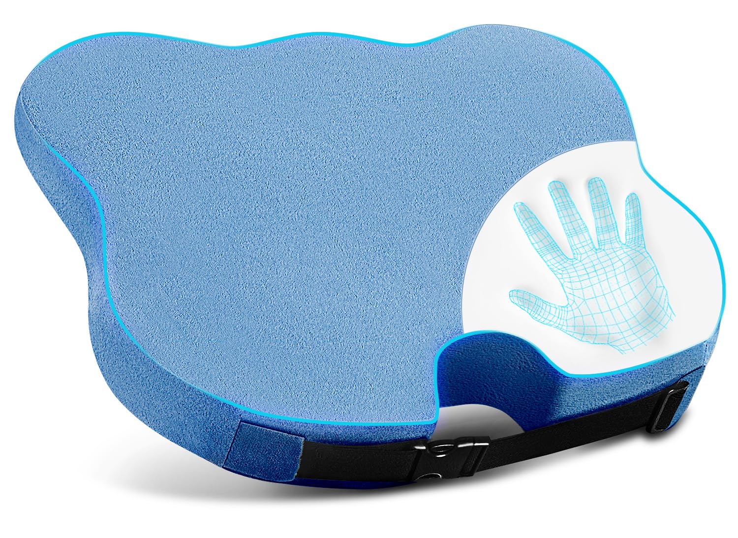 Memory Foam Seat Cushion for Car & Office - Pain Relief & Comfort for Long Sitting - Blue