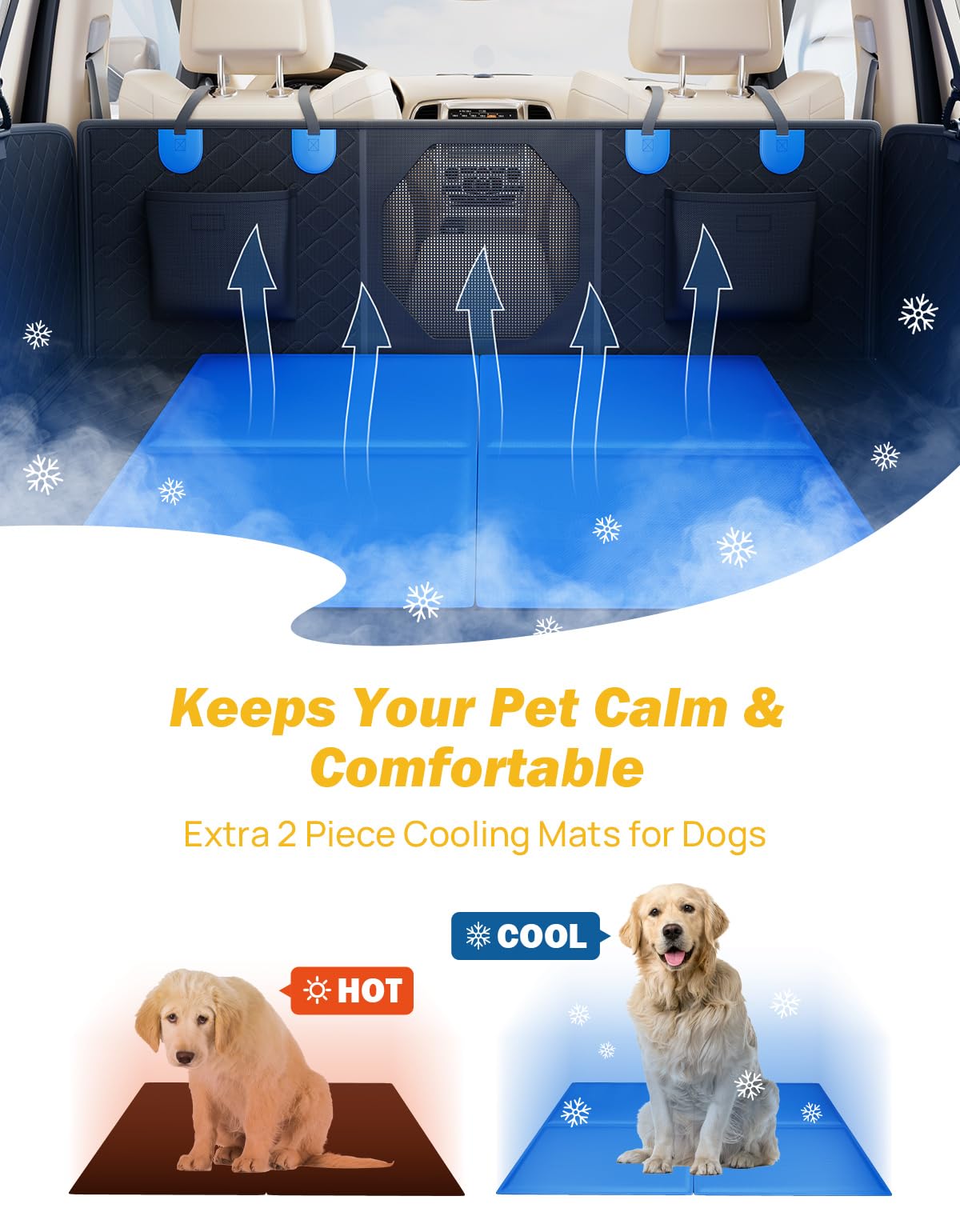 JOYTUTUS Dog Car Seat Cover with Hard Bottom - Waterproof Back Seat Extender for Dogs, Pet Travel Hammock for Cars, Trucks & SUVs | Perfect for Road Trips & Outdoor Adventures
