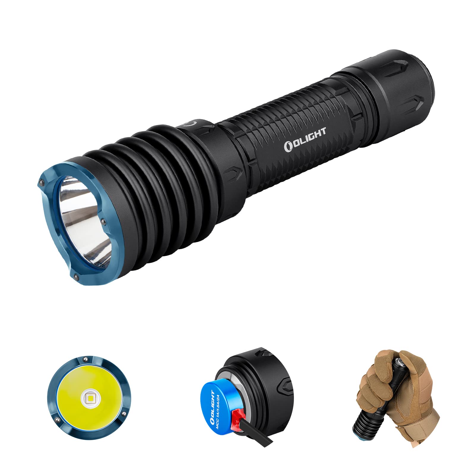 Olight Warrior X 3 2500 Lumens Tactical Flashlight - Rechargeable LED Torch with 560m Beam Distance, Dual Button & Magnetic Charging - Perfect for Outdoor Adventures, Hunting, Emergency Rescue & Night Search (Black)