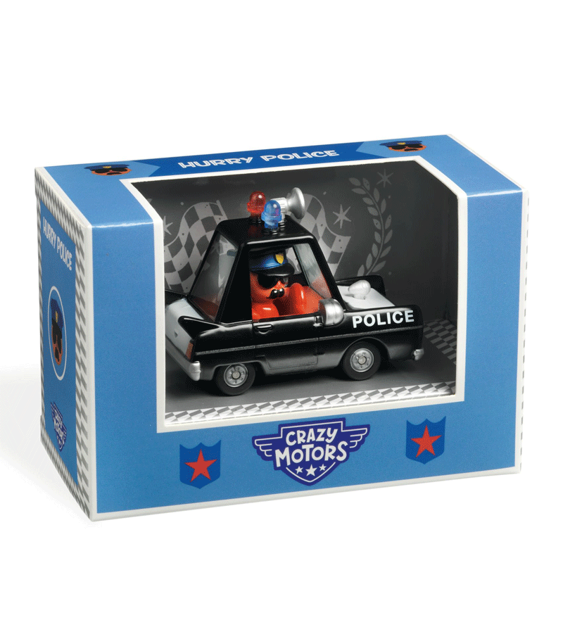 DJECO Hurry Police Crazy Motors Toy Car Set - Fun Pretend Play for Kids, Perfect for Role-Playing Games and Birthday Gifts