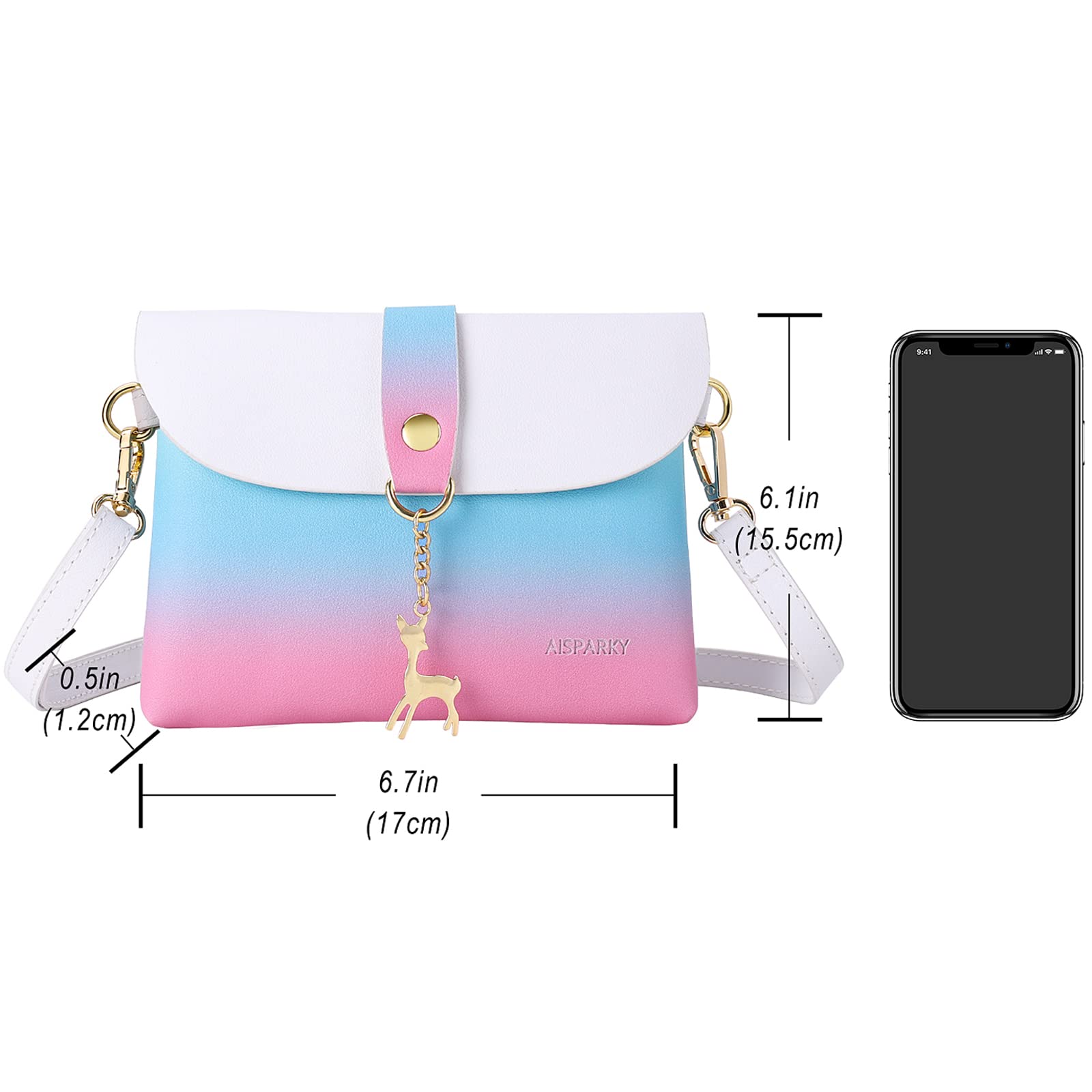 AISPARKY Small Crossbody Bag for Women & Girls - PU Leather Mini Purse with Adjustable Strap & Gold Chain, Perfect for Daily Use, Travel, and Parties