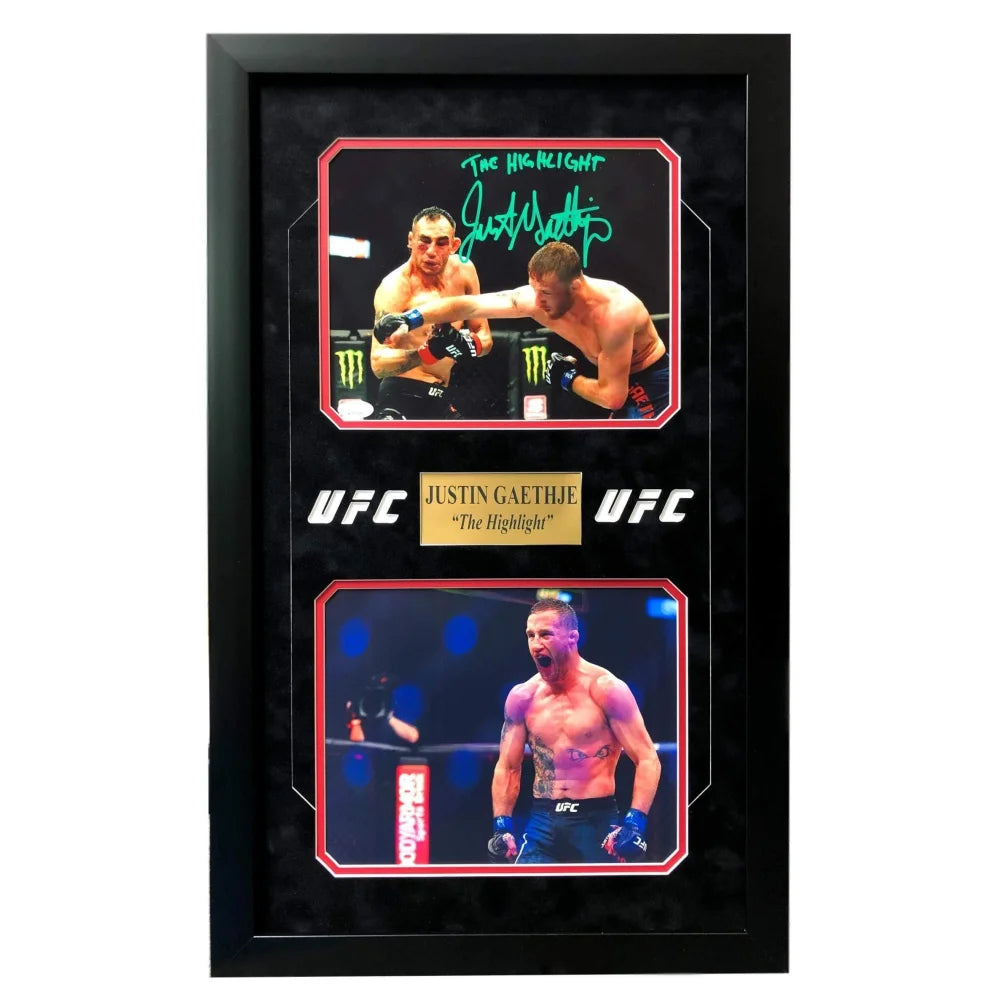 Justin Gaethje Signed UFC 8x10 Photo Collage with JSA COA - Authentic MMA Memorabilia for Collectors, Man Cave Decor & Sports Fan Gifts