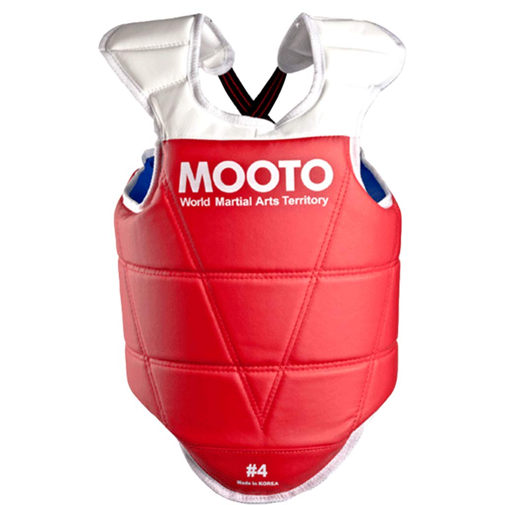 MOOTO Korea Taekwondo Reversible Chest Guard - WTF Approved TKD Protector Gear for MMA & Sparring (Size 5_XL) - Lightweight & Durable Chest Protector for Kids & Adults Training, Competition & Self Defense