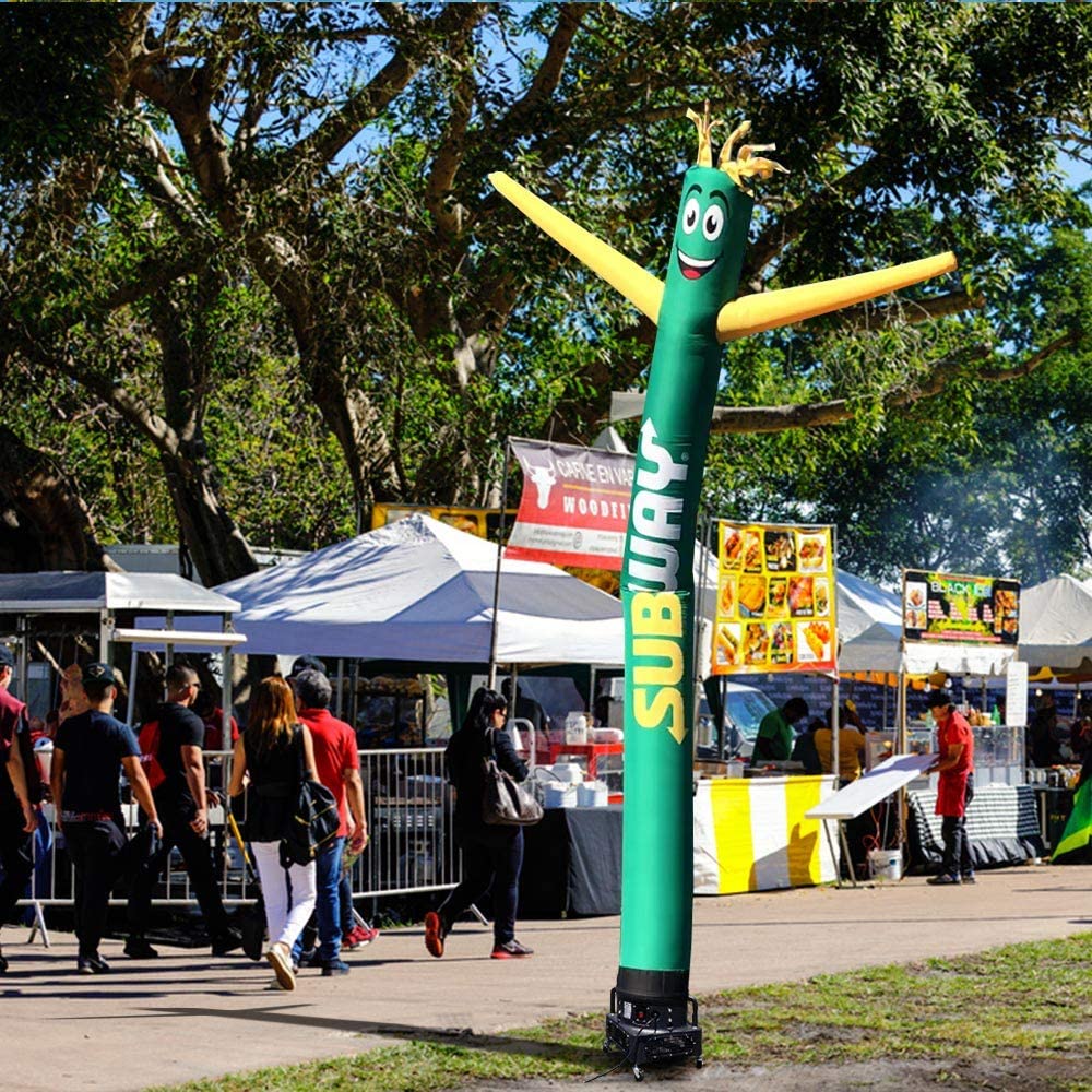 20ft Green & Yellow Inflatable Tube Man - Air Powered Dancing Advertising Solution with 1HP 2-Speed Blower | Perfect for Car Dealerships, Grand Openings & Outdoor Promotions