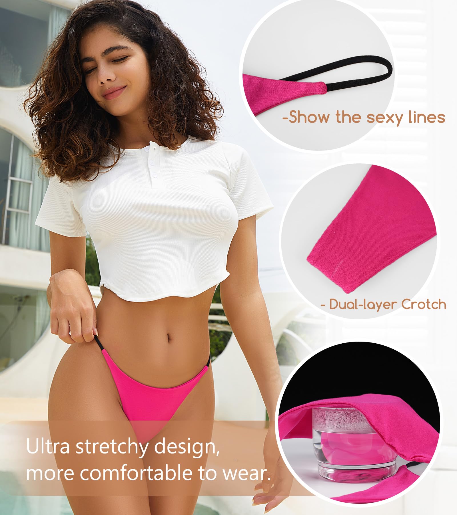 Sexy Women's Thong Underwear 5-Pack - Low Rise G-String Panties with T-Back Design for Comfort & Confidence | Perfect for Date Night, Lingerie Gift & Everyday Wear