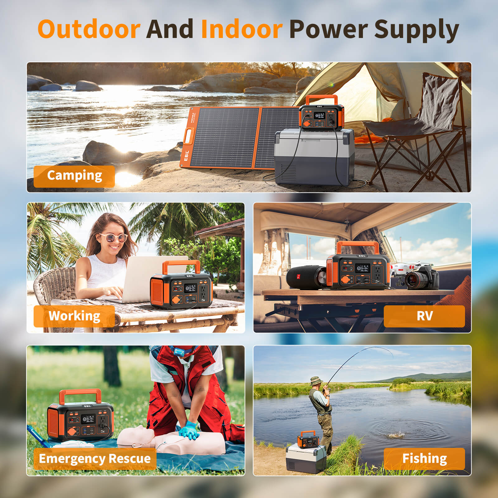 EBL 500W Portable Power Station - Mini Solar Generator for Camping, Outdoor Adventures & Emergency Backup Power