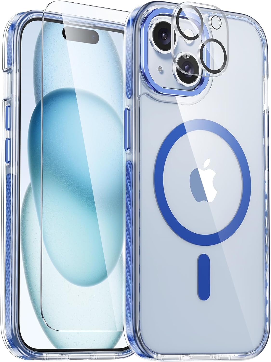iPhone 15 Plus Case with Magnetic Ring - Shockproof Full Body Protection Cover with Metal Buttons | Perfect for Work, Travel & Outdoor Activities
