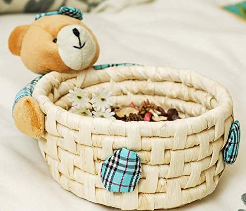 HUAWELL 3-Pack Woven Storage Baskets - Cute Cartoon Bear Design, Multi-Purpose Storage Box for Home Organization, Jewelry, Toys & Office Supplies | Perfect for Bedroom, Bathroom, Kids Room & Desktop Storage