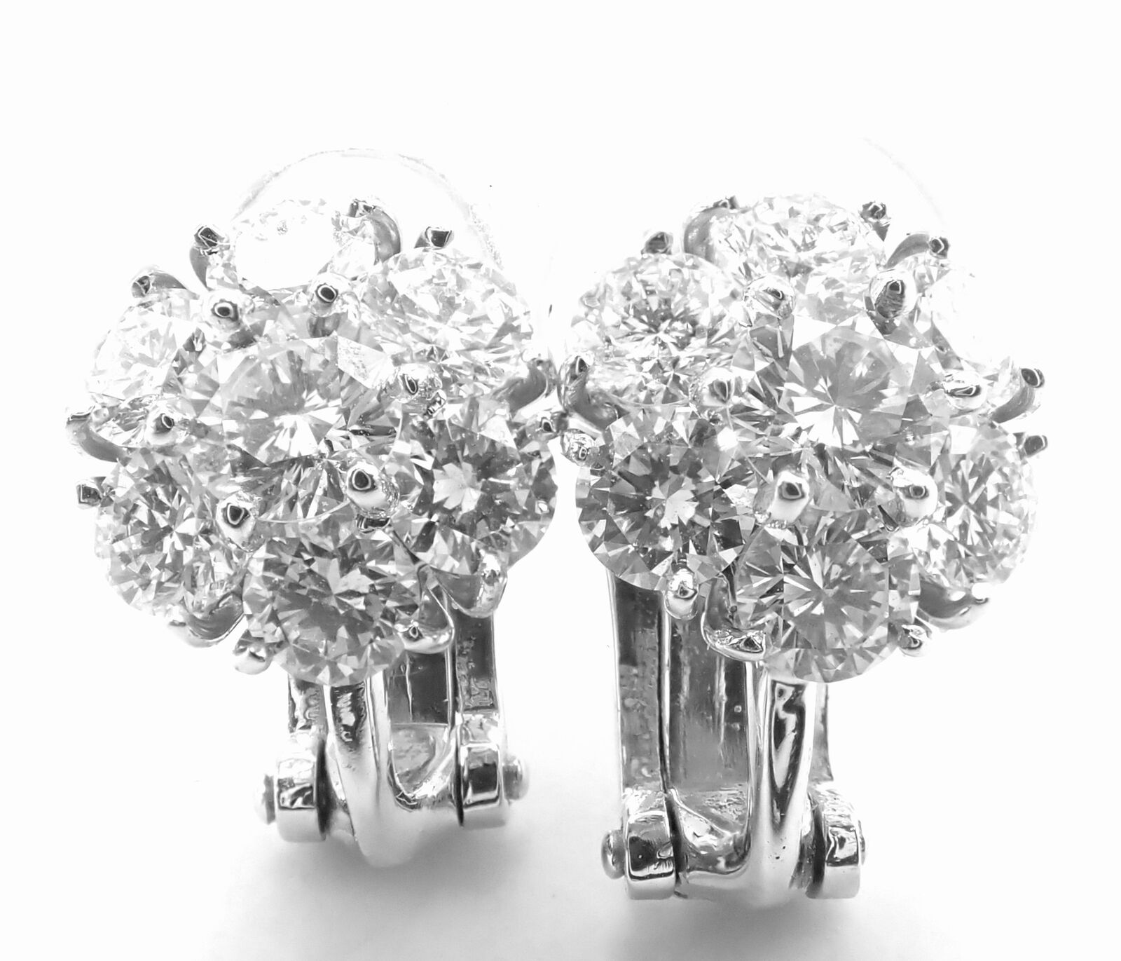 Van Cleef & Arpels Platinum Diamond Fleurette Flower Earrings - Luxury Diamond Stud Earrings for Women, Perfect for Weddings, Parties & Special Occasions