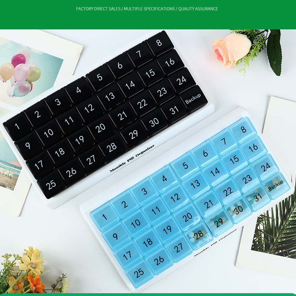 31-Day Portable Pill Organizer - Dust-Proof Monthly Medicine Box with Removable Compartments | Perfect for Travel, Home & Daily Medication Management