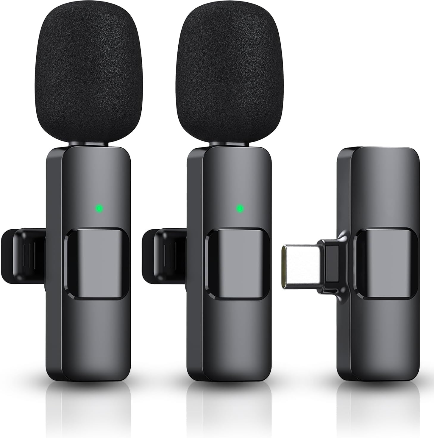 2 Pack Wireless Clip-on Microphone for iPhone 15 Series, iPad & Android - USB-C Lavalier Mic for Video Recording, YouTube, TikTok, Vlogging, Interviews - Perfect for Content Creators, Live Streaming & Podcasting