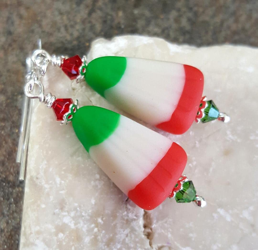 Christmas Candy Earrings - Sterling Silver Dangle Earrings for Women, Holiday Party Jewelry Gift for Christmas, Halloween, Valentine's Day
