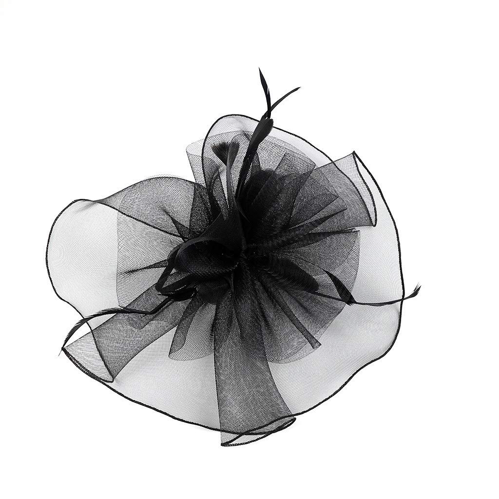 Elegant Women's Fascinator Hat with Flower & Feather - Mesh Tea Party Hairband for Weddings, Races & Special Occasions