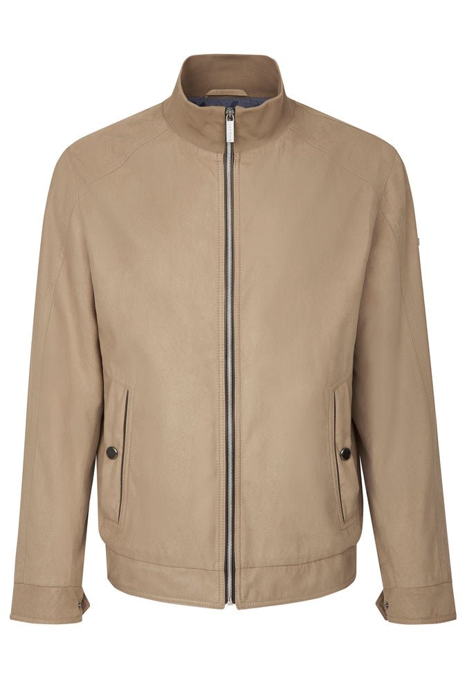 BUGATTI Men's Lightweight Full Zip Jacket - Beige Windbreaker for Outdoor Running, Hiking & Travel
