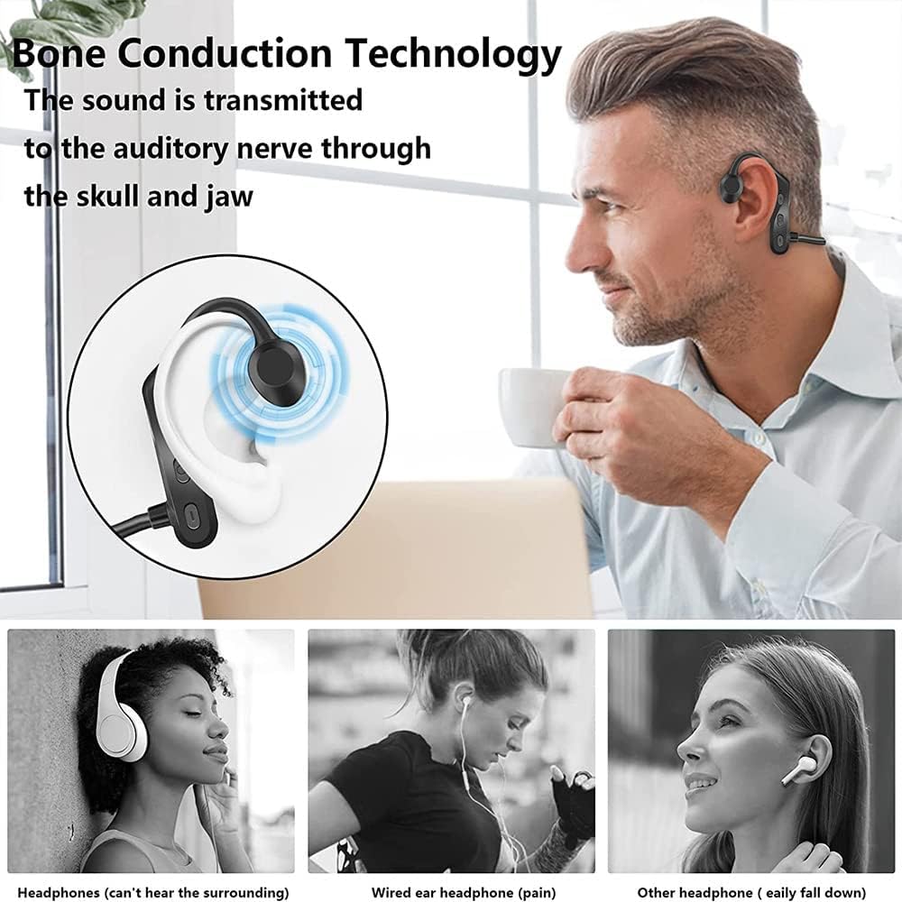 LYME Bone Conduction Headphones - Bluetooth 5.3 Open-Ear Wireless Headset with Mic, IPX5 Waterproof & Sweatproof, Lightweight Sport Earphones for Running, Cycling, Driving & Workouts | Perfect for Outdoor Activities, Gym Training & Commuting