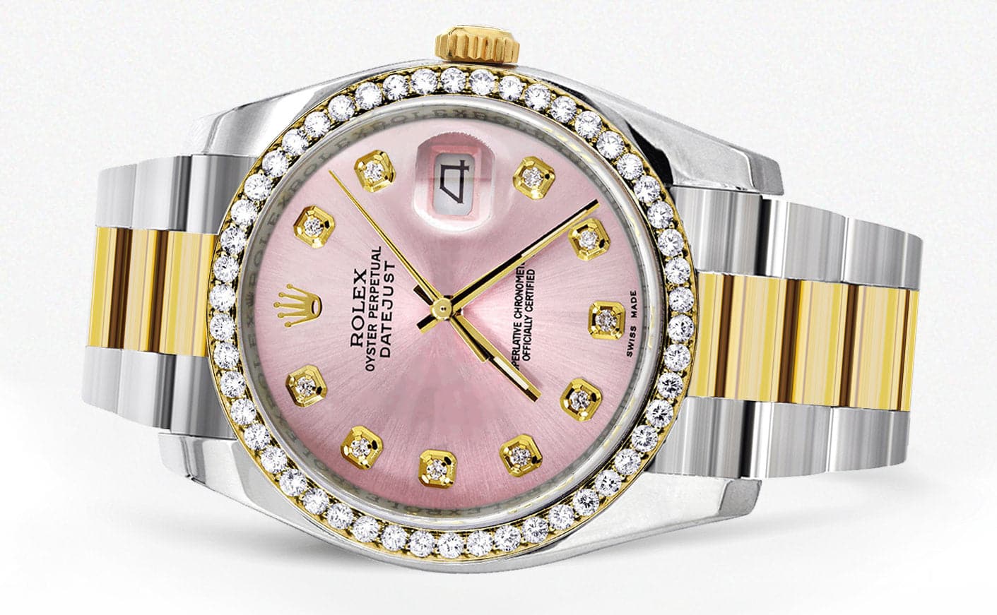 Luxury Rolex 116233 Men's Diamond Gold Watch - 36mm Pink Dial, Oyster Band - Perfect for Business, Gifting & Special Occasions