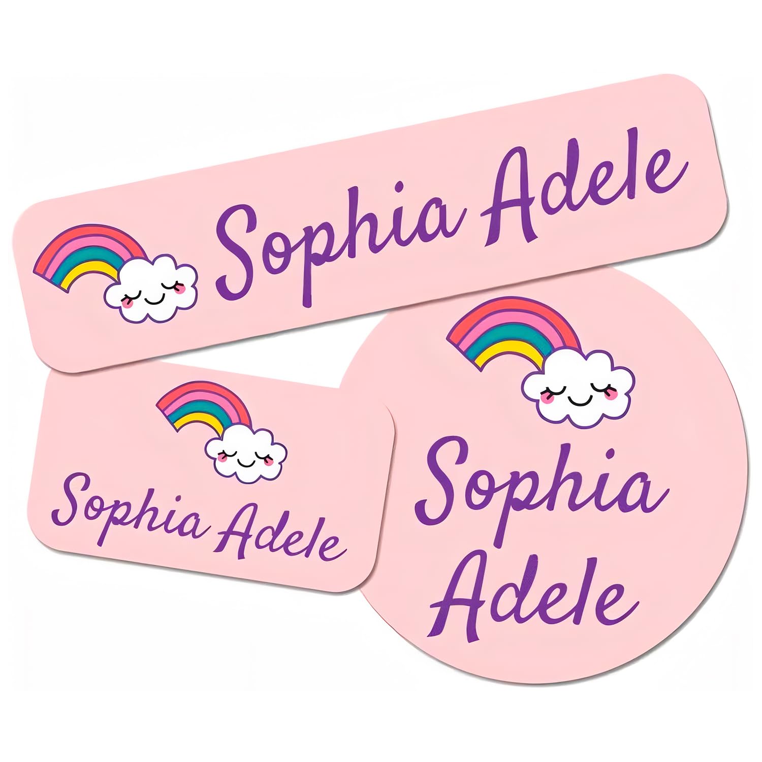 Custom Waterproof Name Labels for Kids - Rainbow Design 128 Ct | School, Shoes & Lunch Boxes